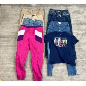 Lot of 8 Girls 10 Clothing Bundle Gap Justice Athletic Works Jeans Joggers Tee